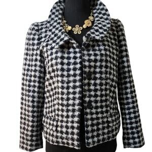 Ann Taylor Women's Houndstooth Wool Blend Jacket Size 4 Black White NWT